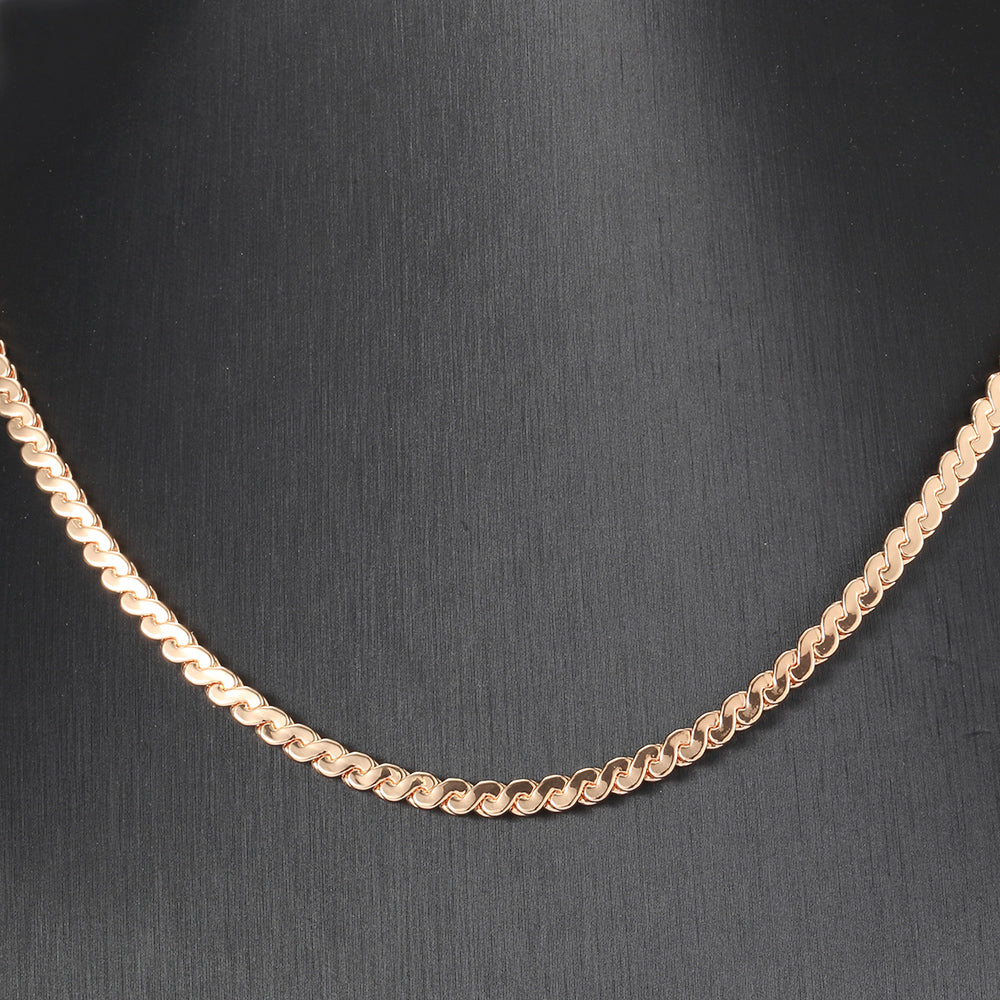 4mm Rose Gold Color Necklace Herringbone Link Chain