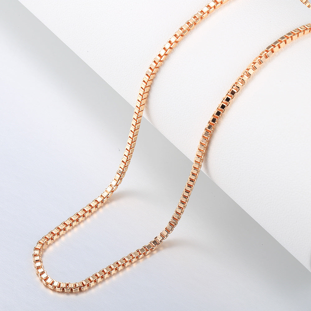 3mm Box Chain Necklace 585 Rose Gold Color