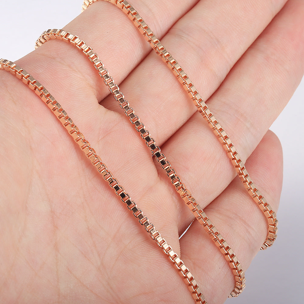 3mm Box Chain Necklace 585 Rose Gold Color