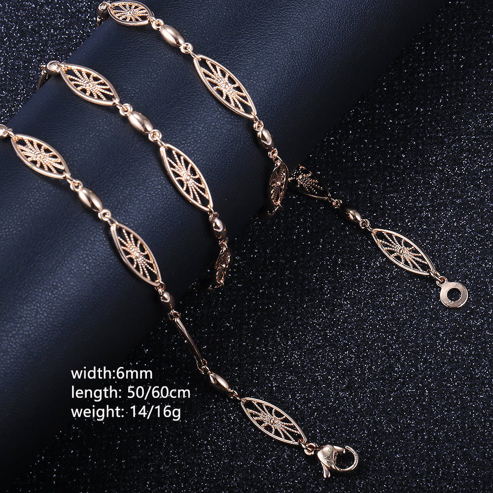 6mm Cut Out Olive Chain Necklace 585 Rose Gold Color