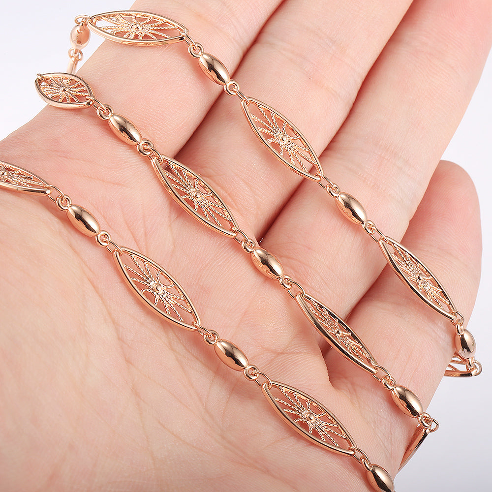 6mm Cut Out Olive Chain Necklace 585 Rose Gold Color