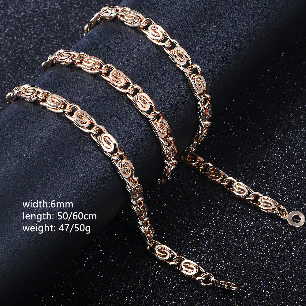 6mm Rose Gold Color Necklace Snail Link Chain