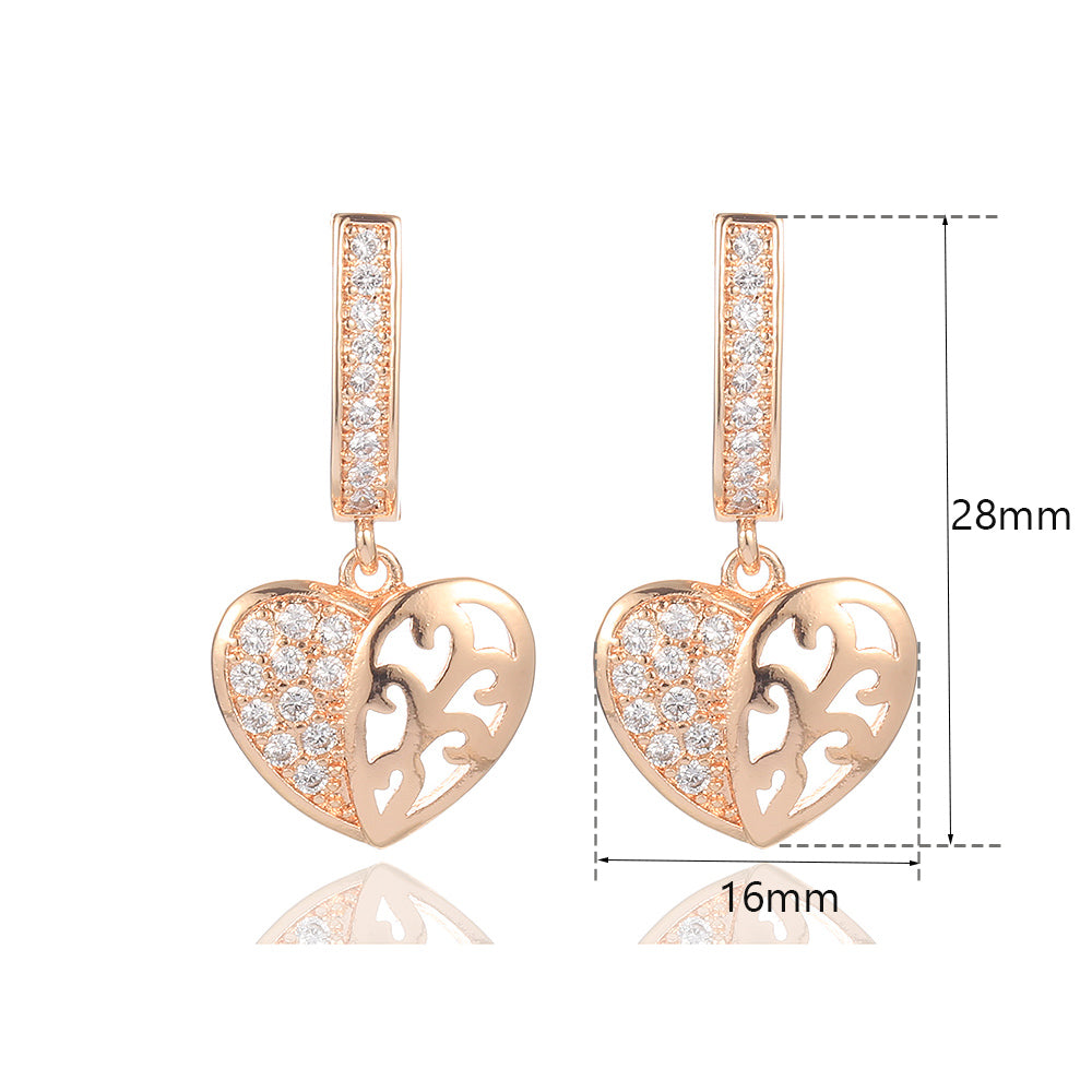 Cut Out Heart Love Earrings 585 Rose Gold Dangle Earrings