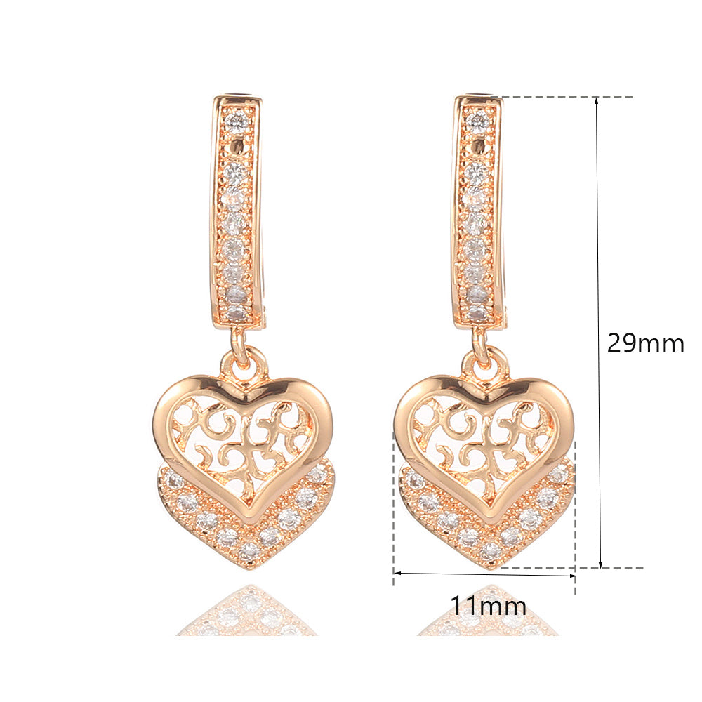 Cut Out Heart Love Earrings 585 Rose Gold Dangle Earrings