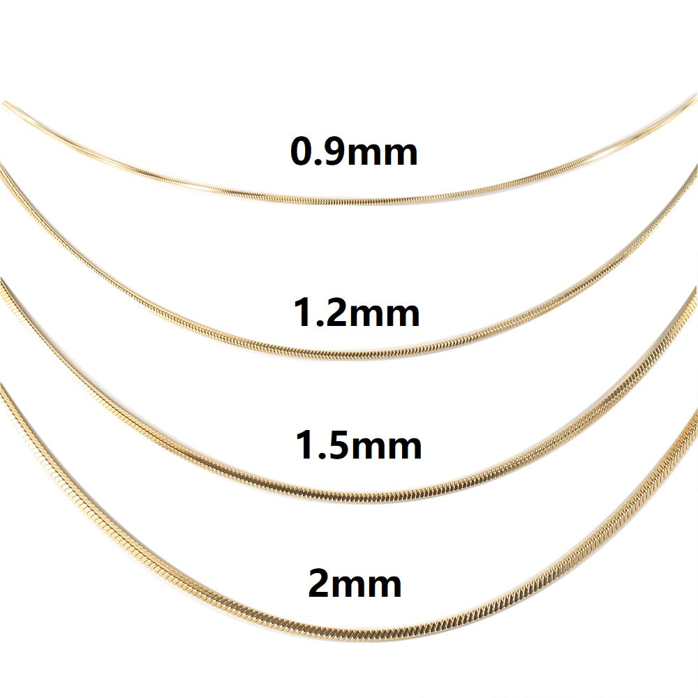 0.9/1.2/1.5/2mm Square Snake Chain Necklace 22inch