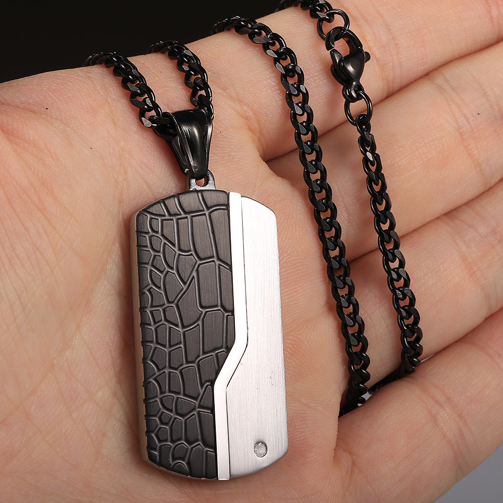 Black Dog Tag Pendant Necklace 18-24inch
