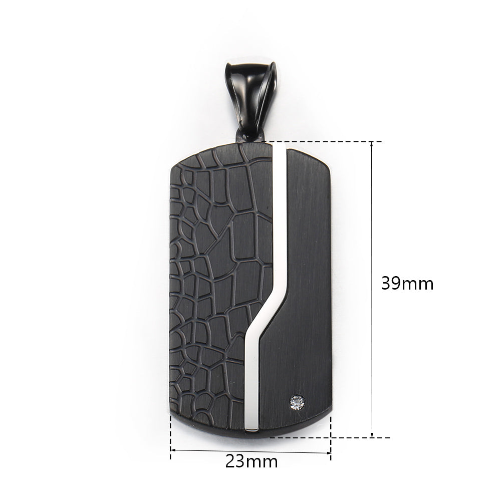 Black Dog Tag Pendant Necklace 18-24inch