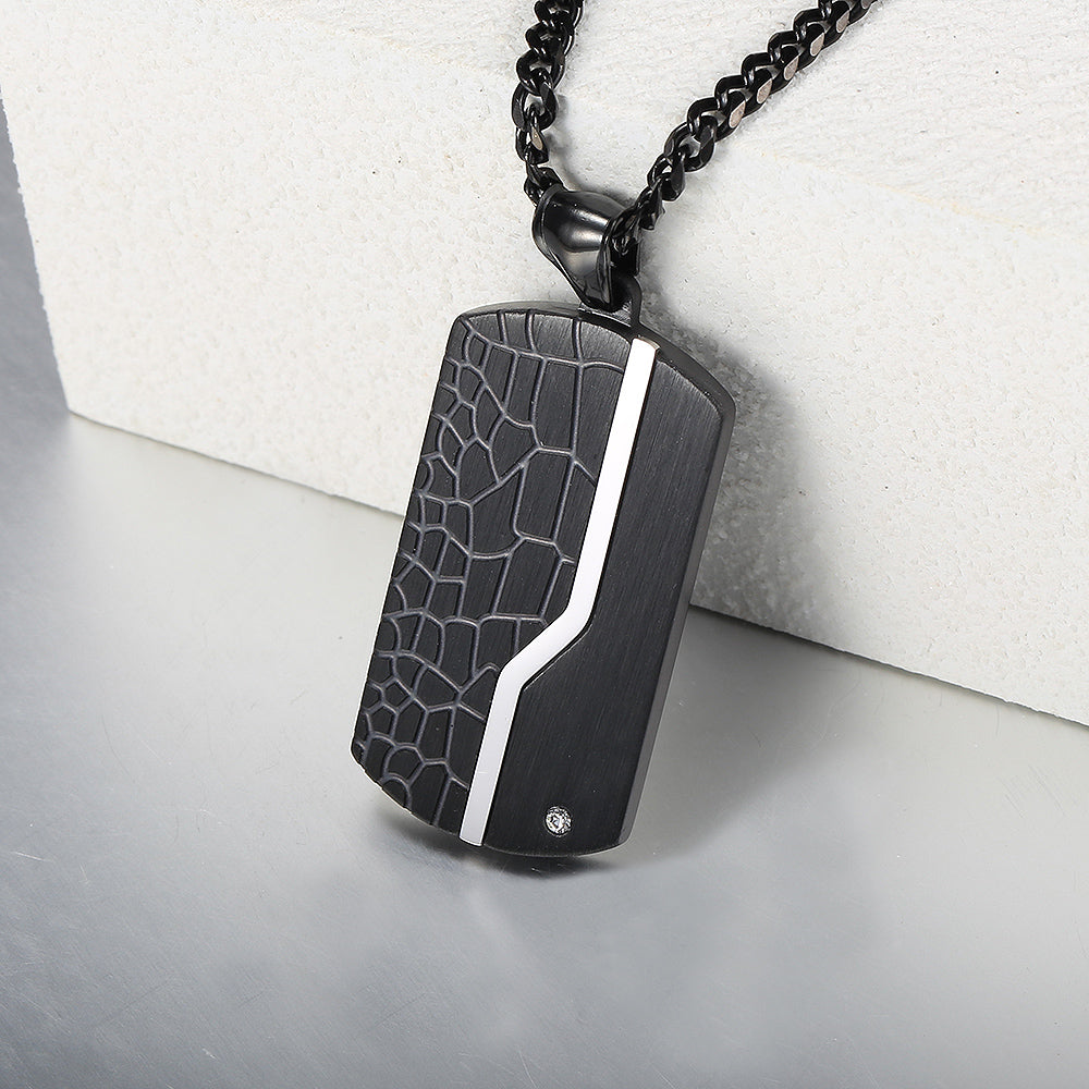 Black Dog Tag Pendant Necklace 18-24inch