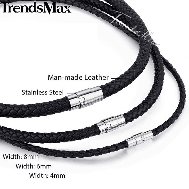4/6/8mm Man-made Leather Necklace Choker 14-24inch