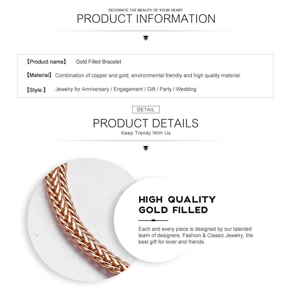 4mm Rose Gold Braided Foxtail Chain Bracelet 20cm