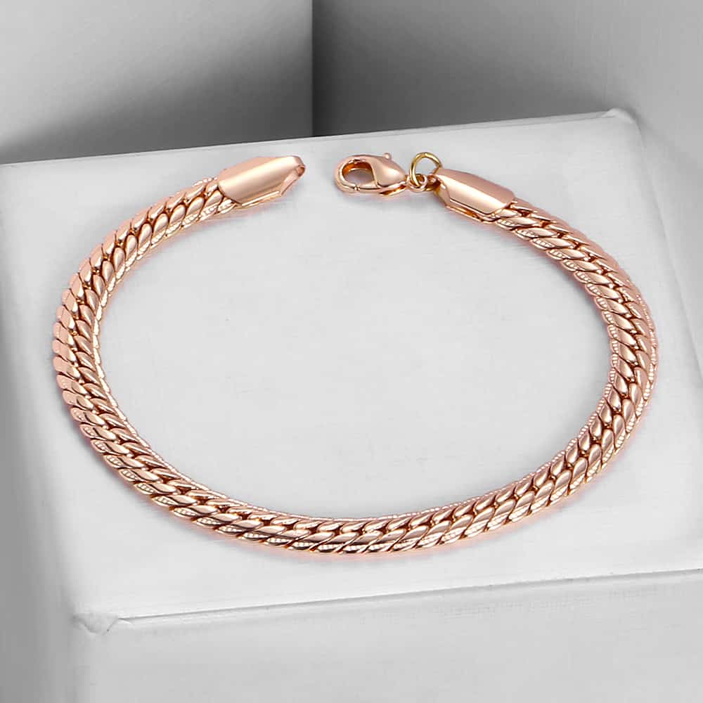 6mm Hammered Herringbone Chain Bracelet 20cm