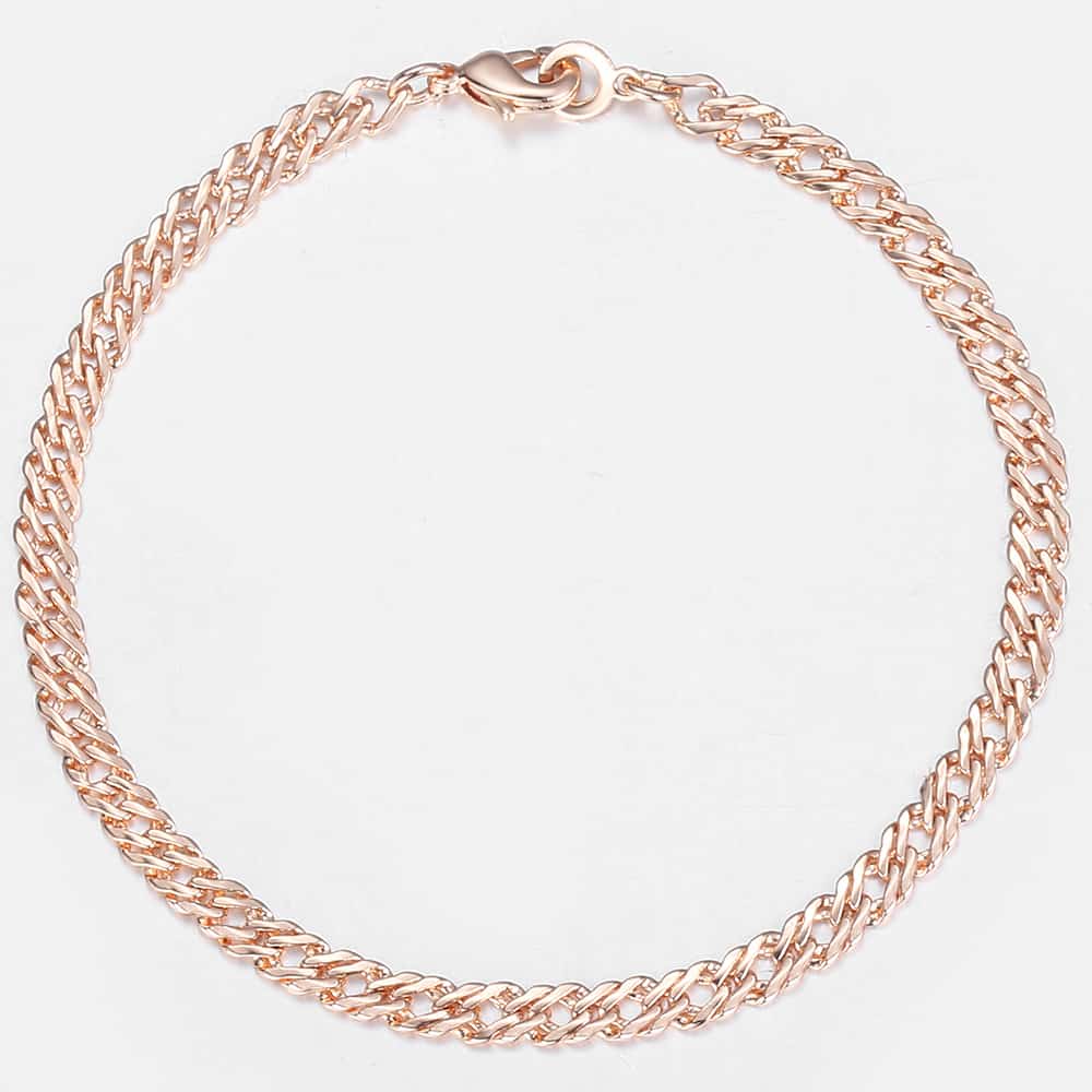 4mm Rose Gold Cuban Chain Bracelet 20cm