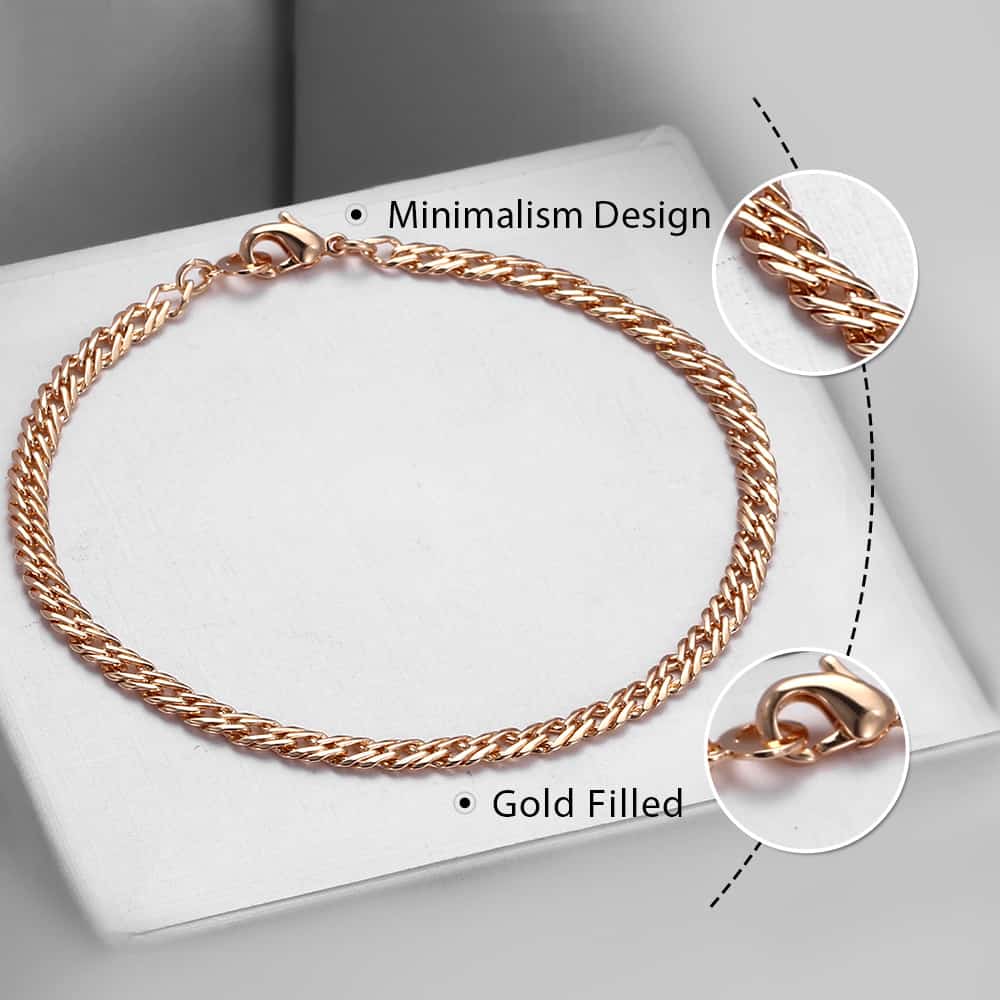 4mm Rose Gold Cuban Chain Bracelet 20cm