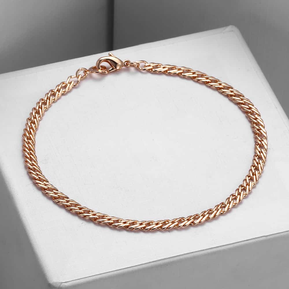 4mm Rose Gold Cuban Chain Bracelet 20cm