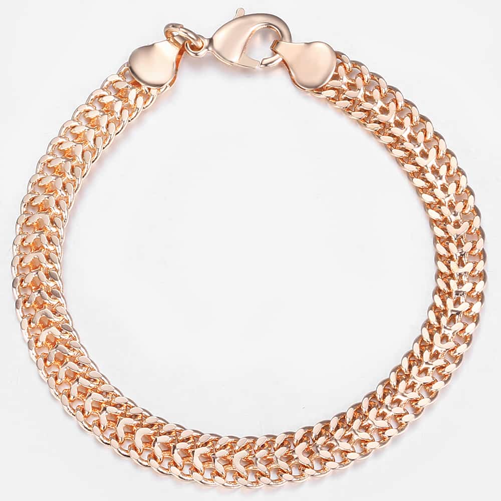 7.5mm Rose Gold Bismarck Chain Bracelet 20cm