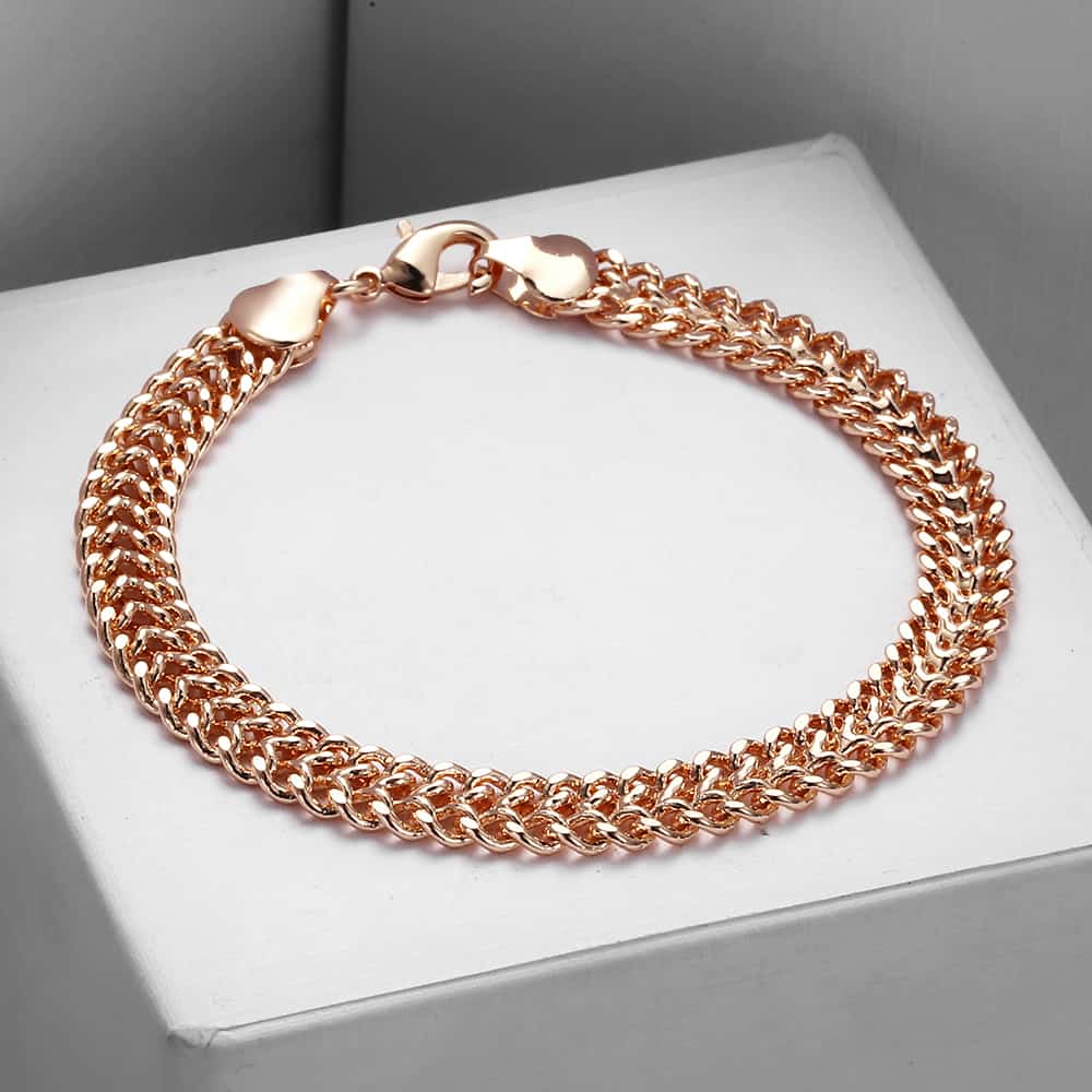 7.5mm Rose Gold Bismarck Chain Bracelet 20cm