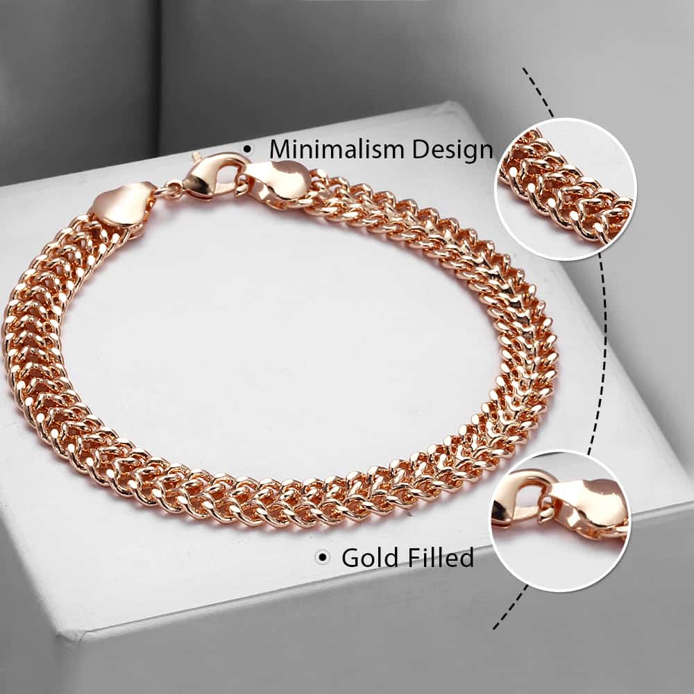 7.5mm Rose Gold Bismarck Chain Bracelet 20cm