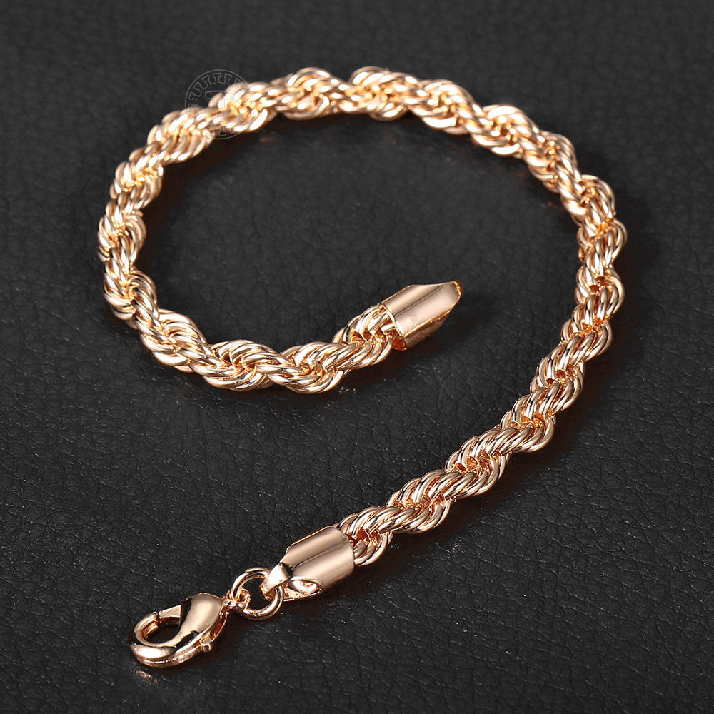 5mm 585 Rose Gold Rope Chain Bracelet