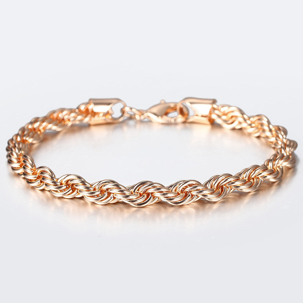 6mm 585 Rose Gold Rope Chain Bracelet