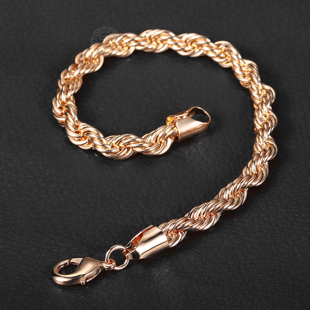 6mm 585 Rose Gold Rope Chain Bracelet