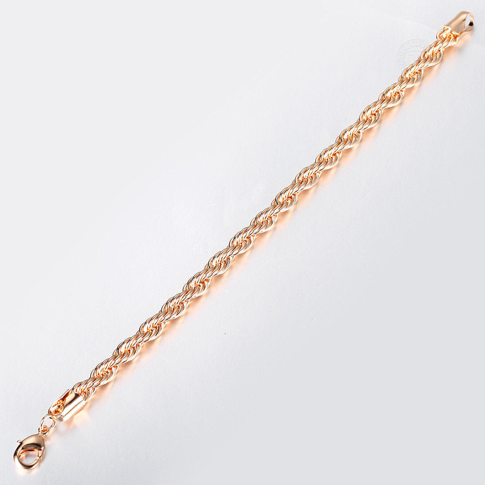 6mm 585 Rose Gold Rope Chain Bracelet