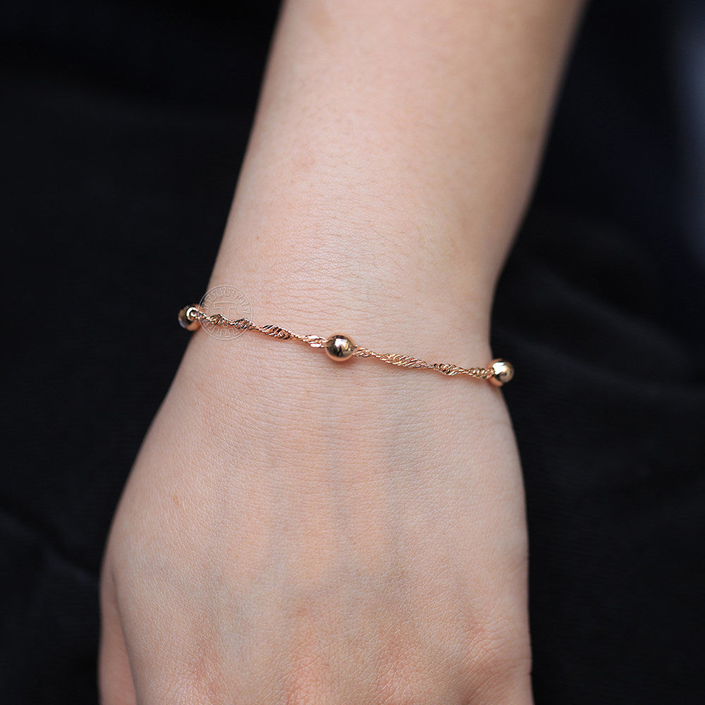 2mm Gold Bead Chain Bracelet 8inch