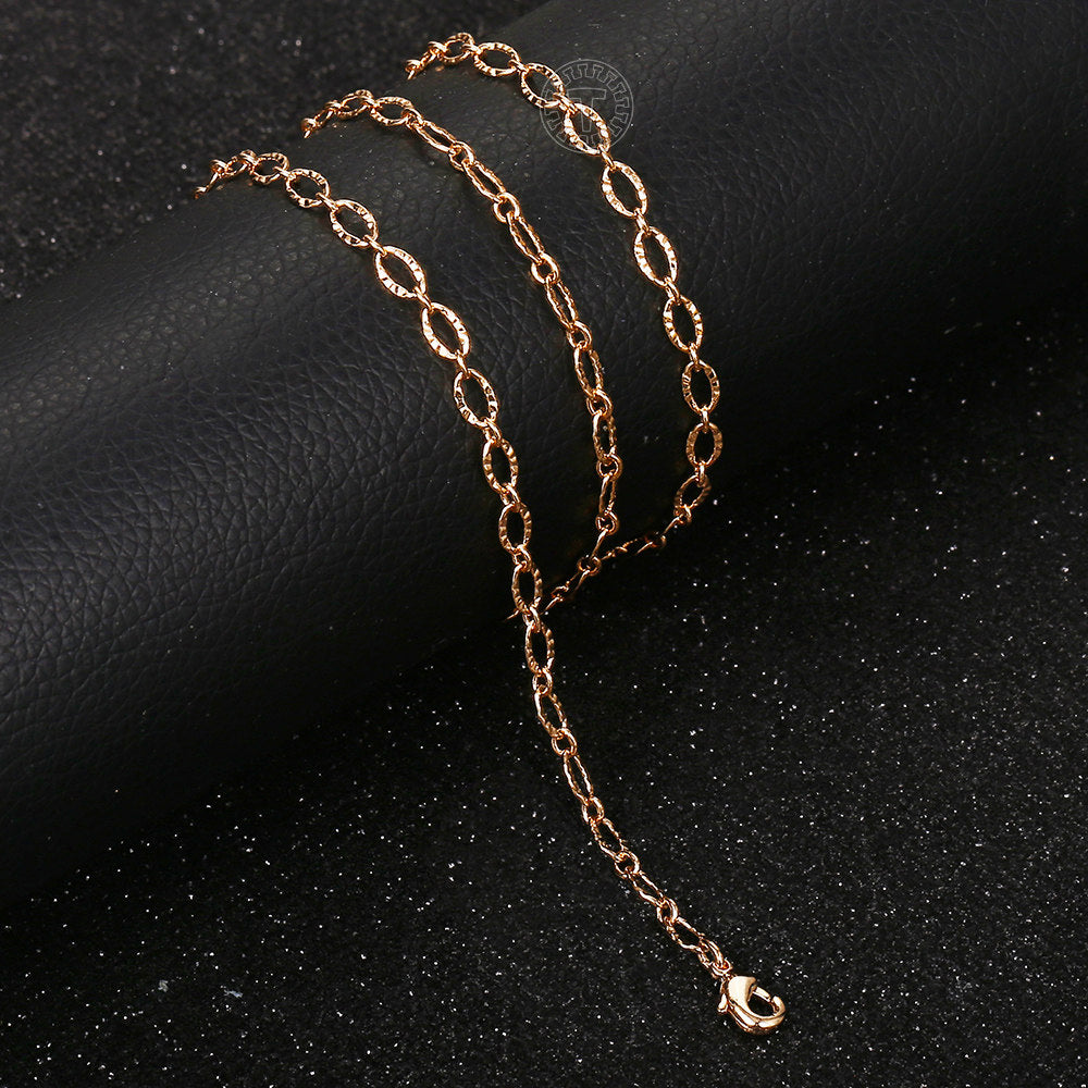 4mm 585 Rose Gold Curved Rolo Link Chain Necklace 20/24inch