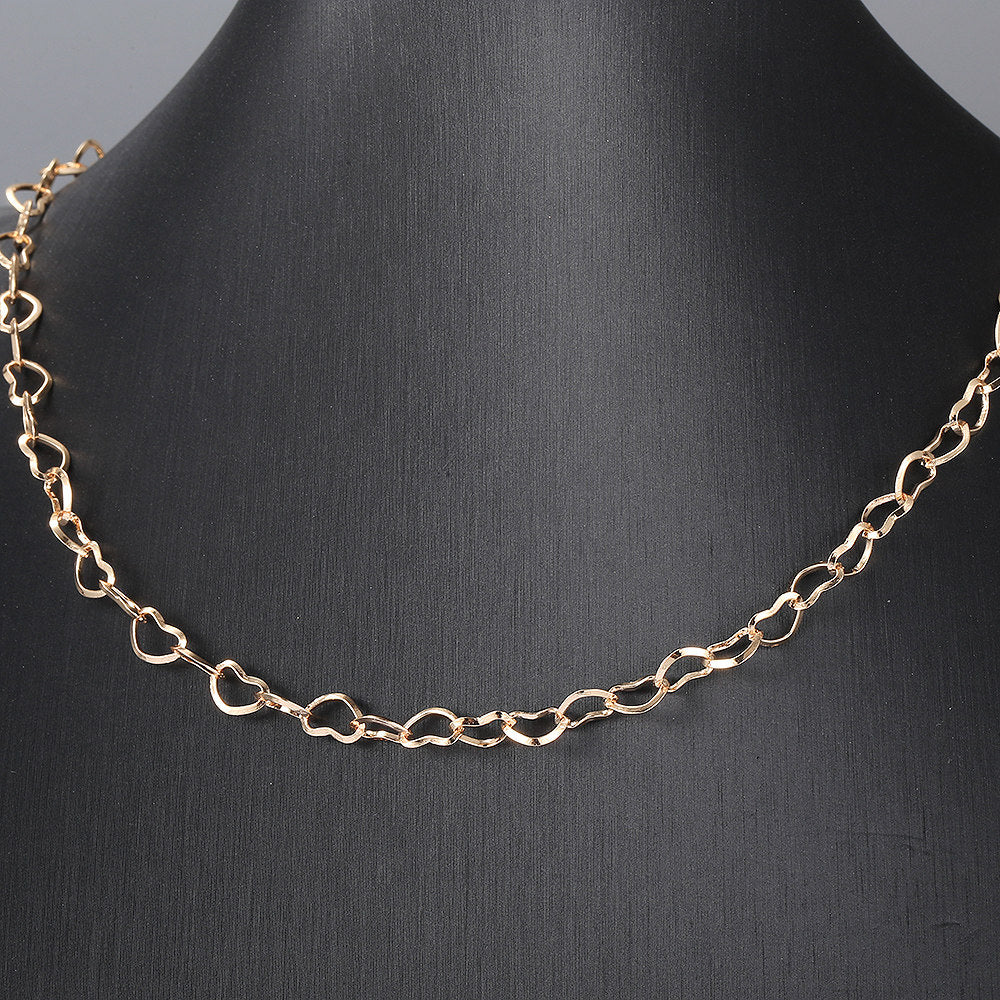 5mm Rose Gold Color Necklace Heart Love Link Chain