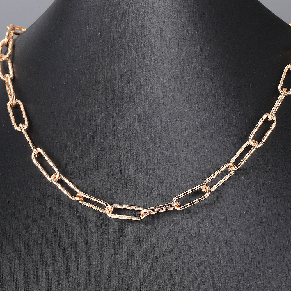 7mm Paperclip Cable Chain Necklace Rose Gold Color 20/24inch