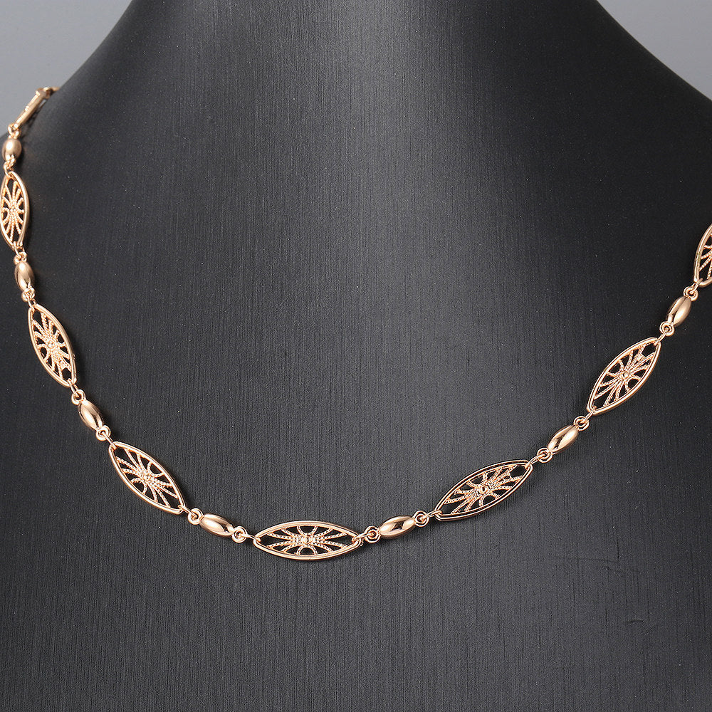 6mm Cut Out Olive Chain Necklace 585 Rose Gold Color