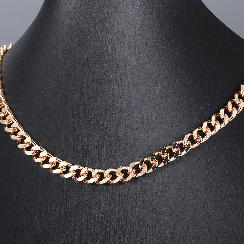 7mm Cuban Chain Necklace 585 Rose Gold Color