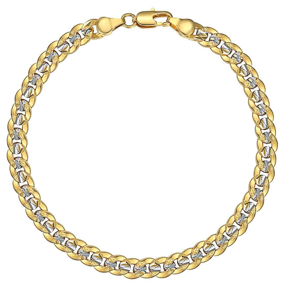 6mm Silver Gold Cuban Chain Bracelet 7-10inch