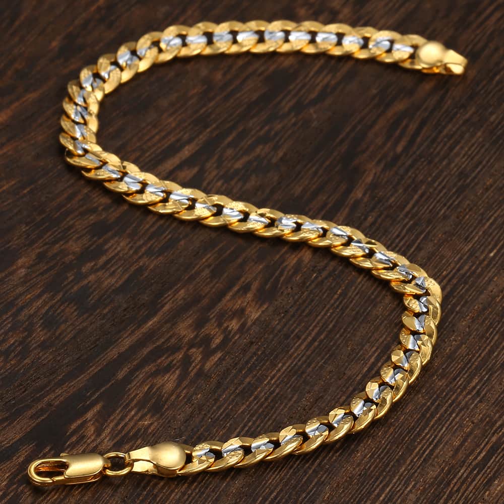 6mm Silver Gold Cuban Chain Bracelet 7-10inch