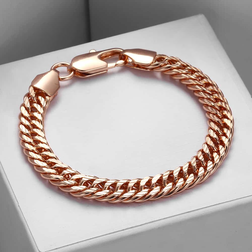 7mm Rose Gold Cuban Chain Bracelet 7-10inch