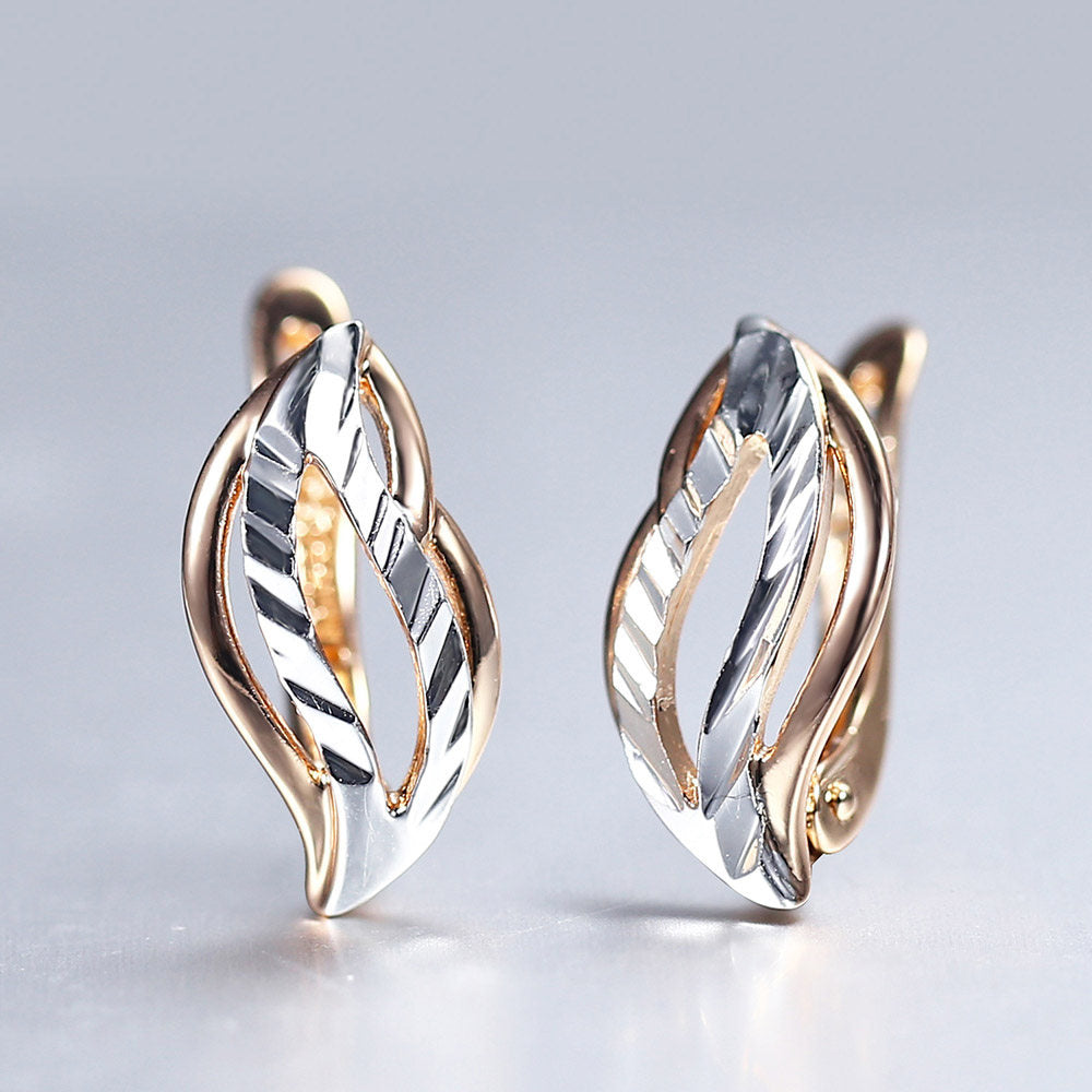 585 Rose Gold Cut Out Leaf Drop Earrings