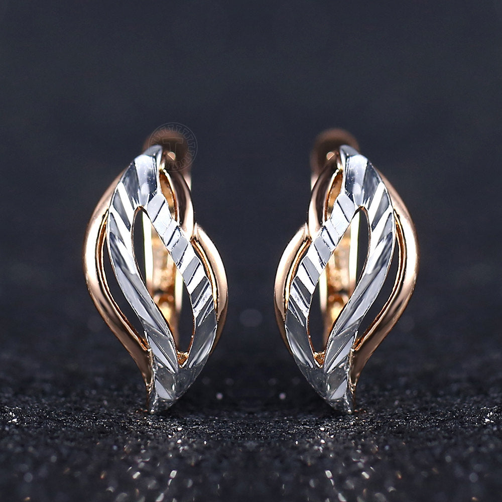 585 Rose Gold Cut Out Leaf Drop Earrings