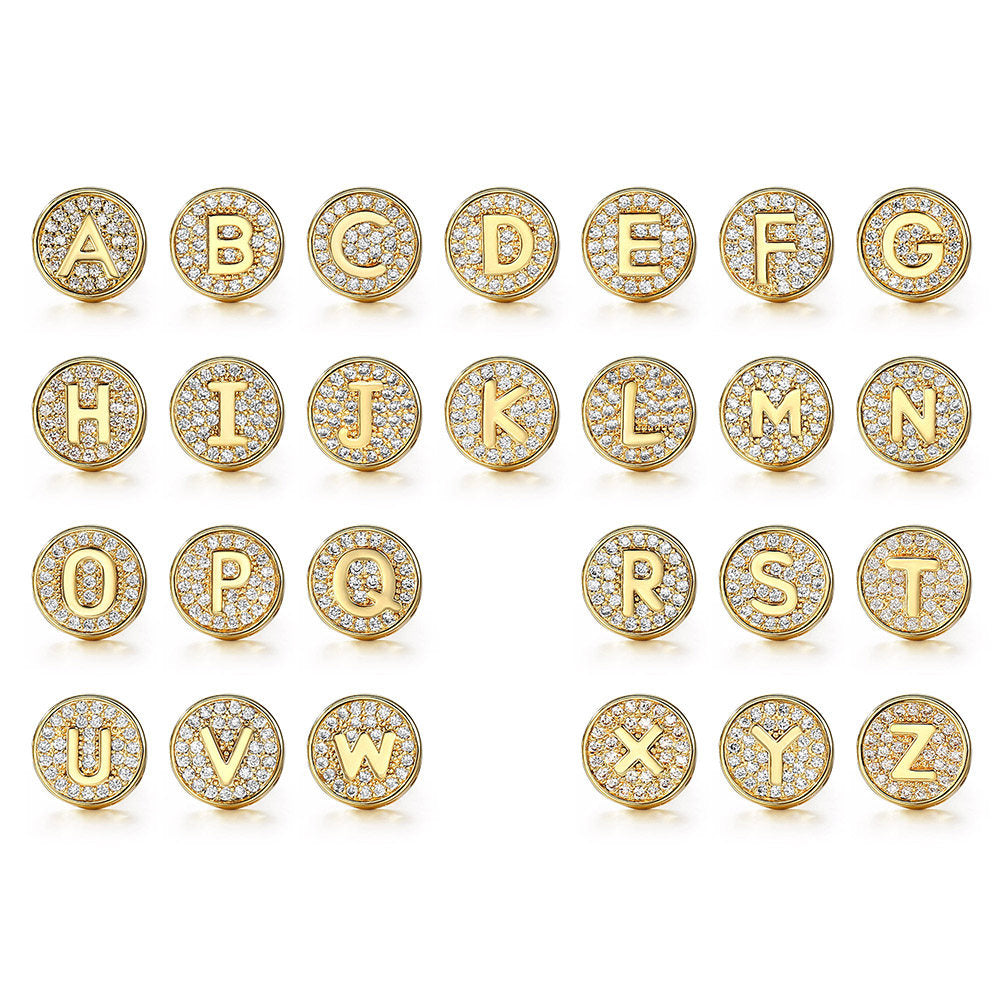 11mm Gold Initial Stud Earrings for Men Women Cubic Zirconia