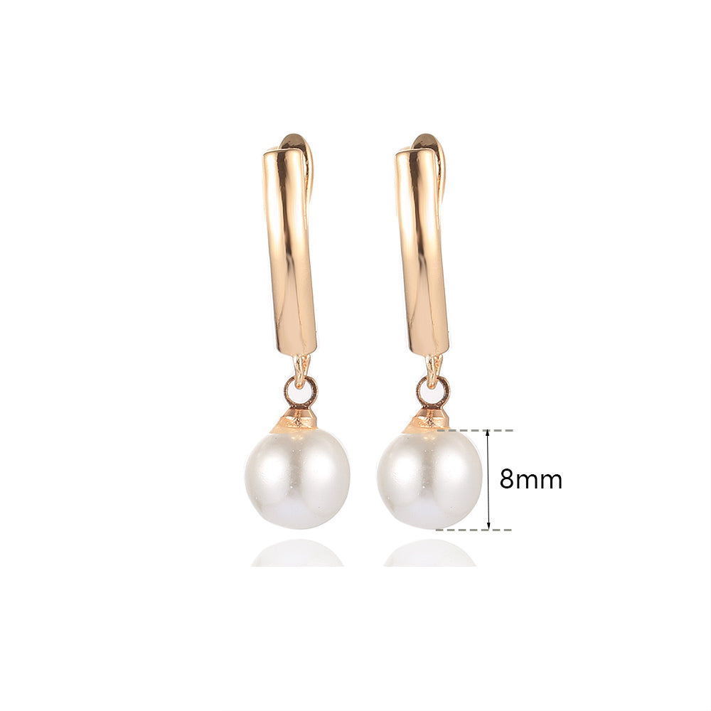 White Pearl Earrings 585 Rose Gold Drop Earrings