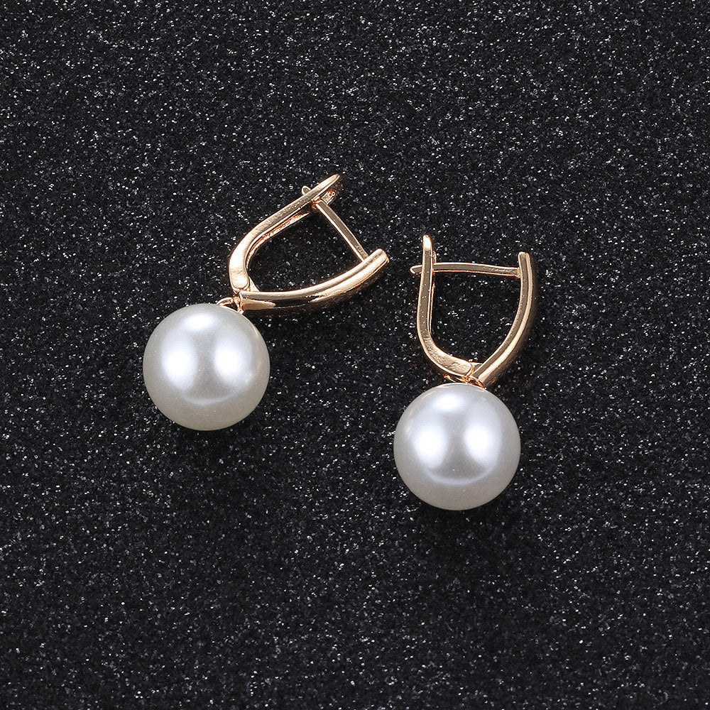 White Pearl Earrings 585 Rose Gold Drop Earrings