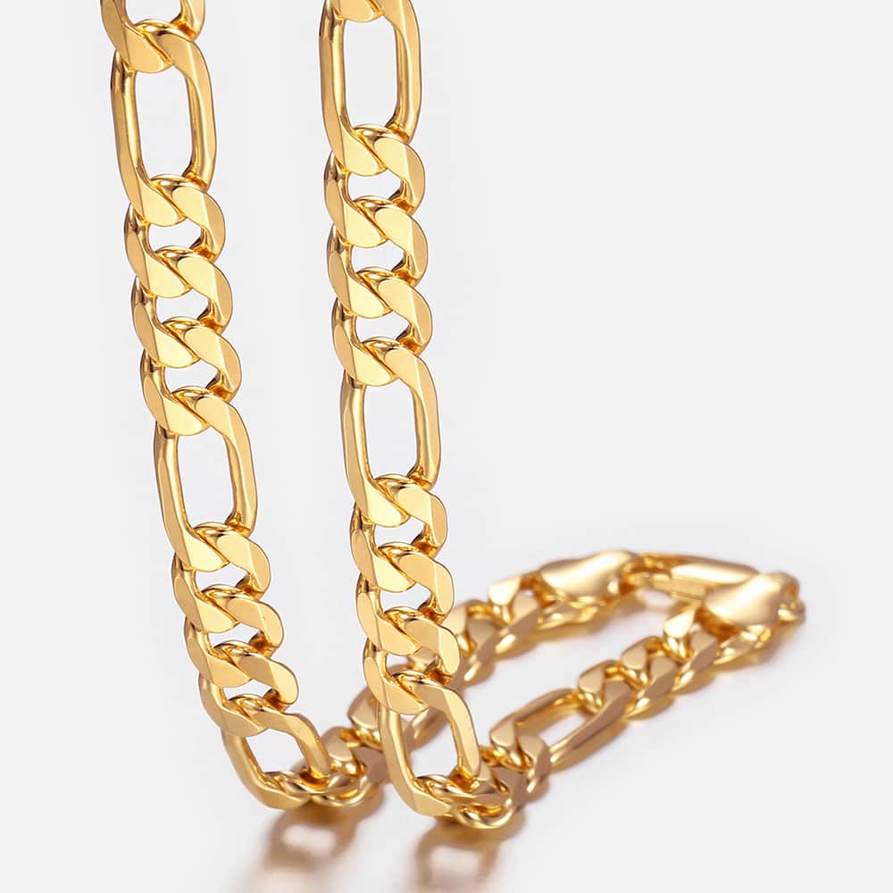 6mm Figaro Chain Necklace 18-24inch