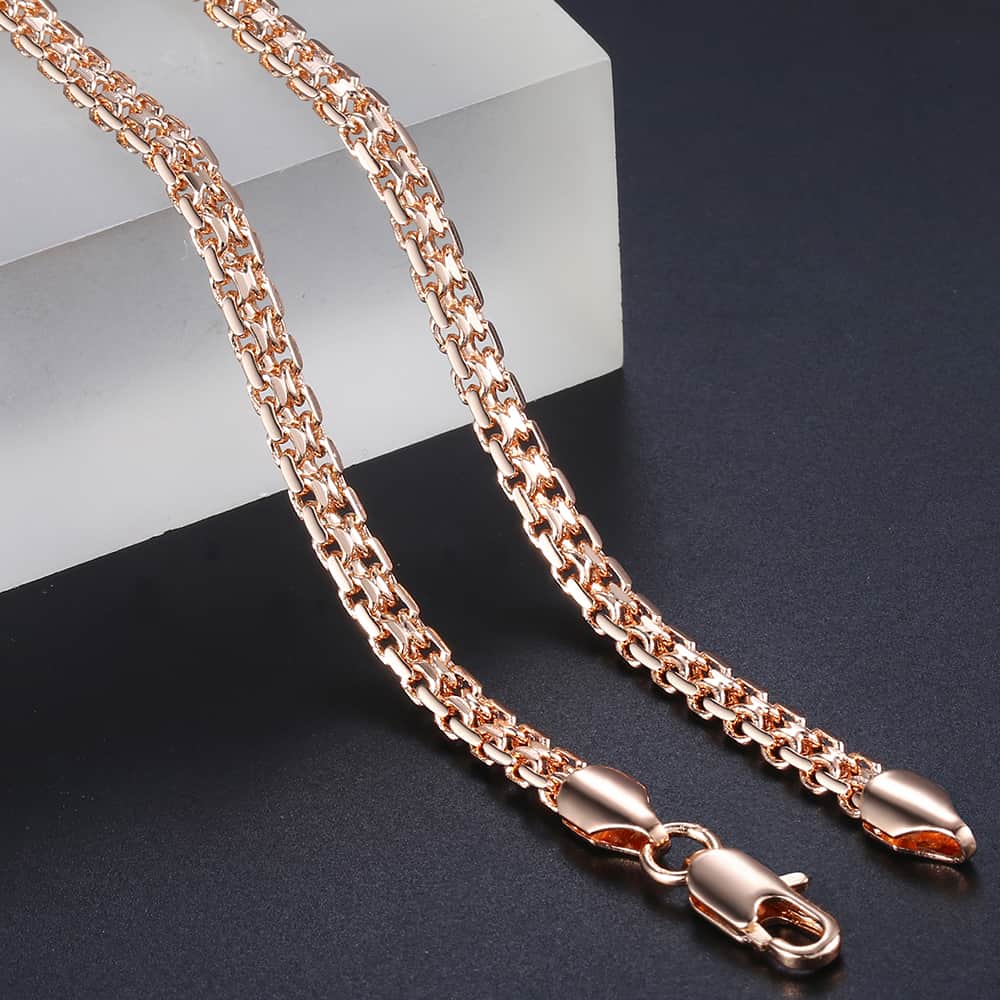 5mm Rose Gold Bismarck Chain Necklace 18-24inch