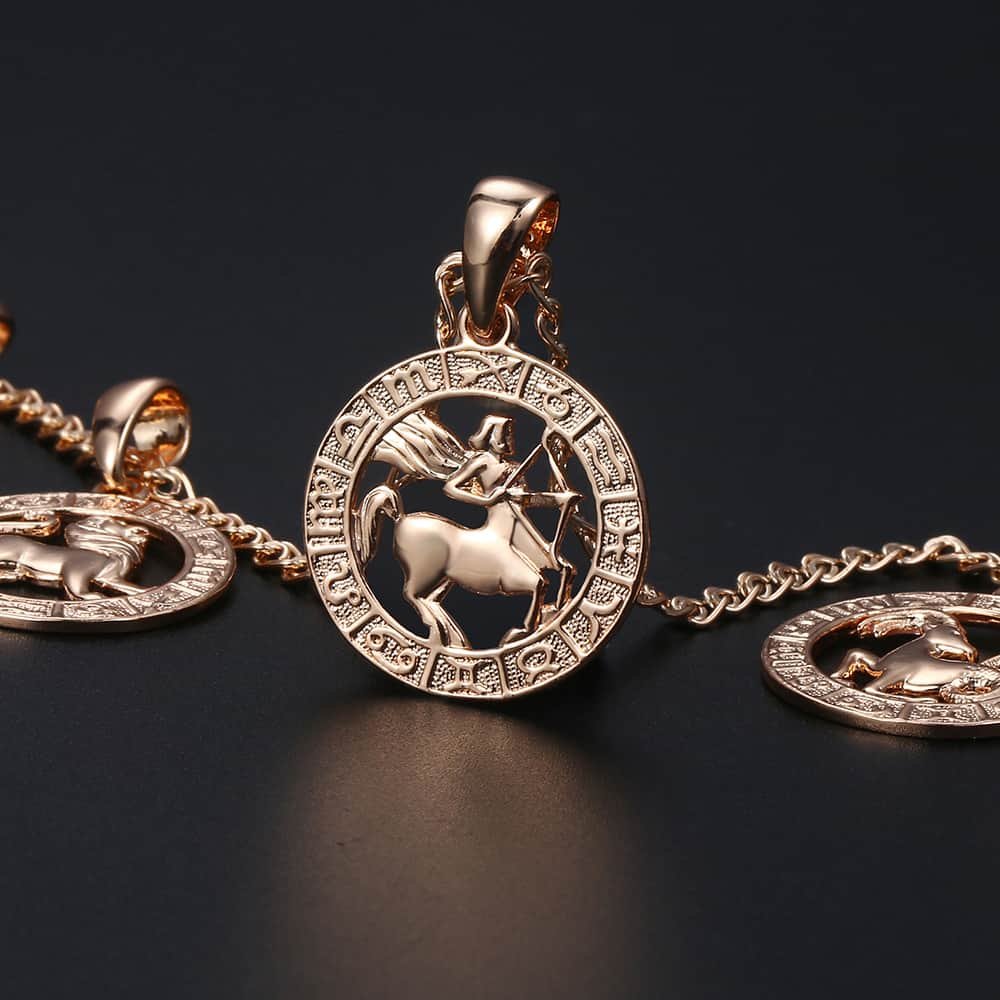 Rose Gold Zodiac Pendant Necklace 20inch