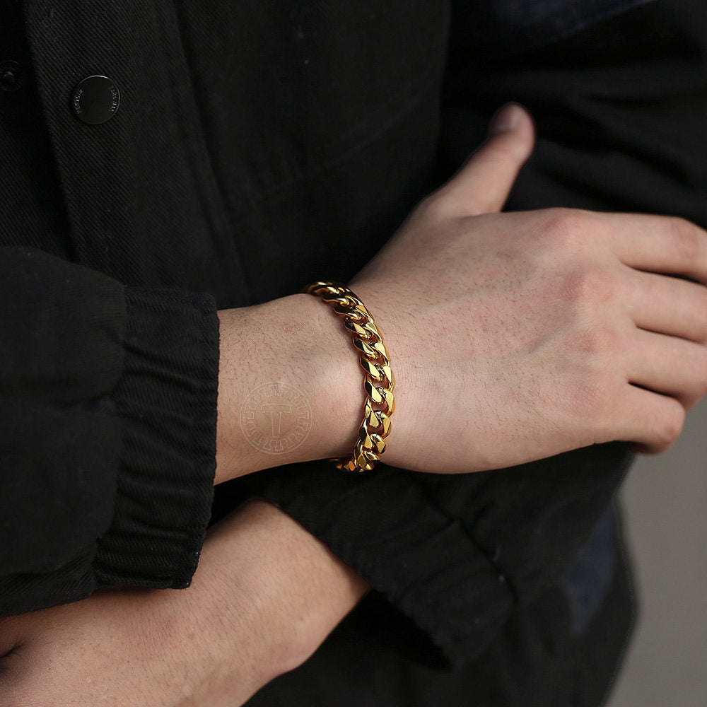 11mm Gold Cuban Chain Bracelet Anklet 8/9 inch