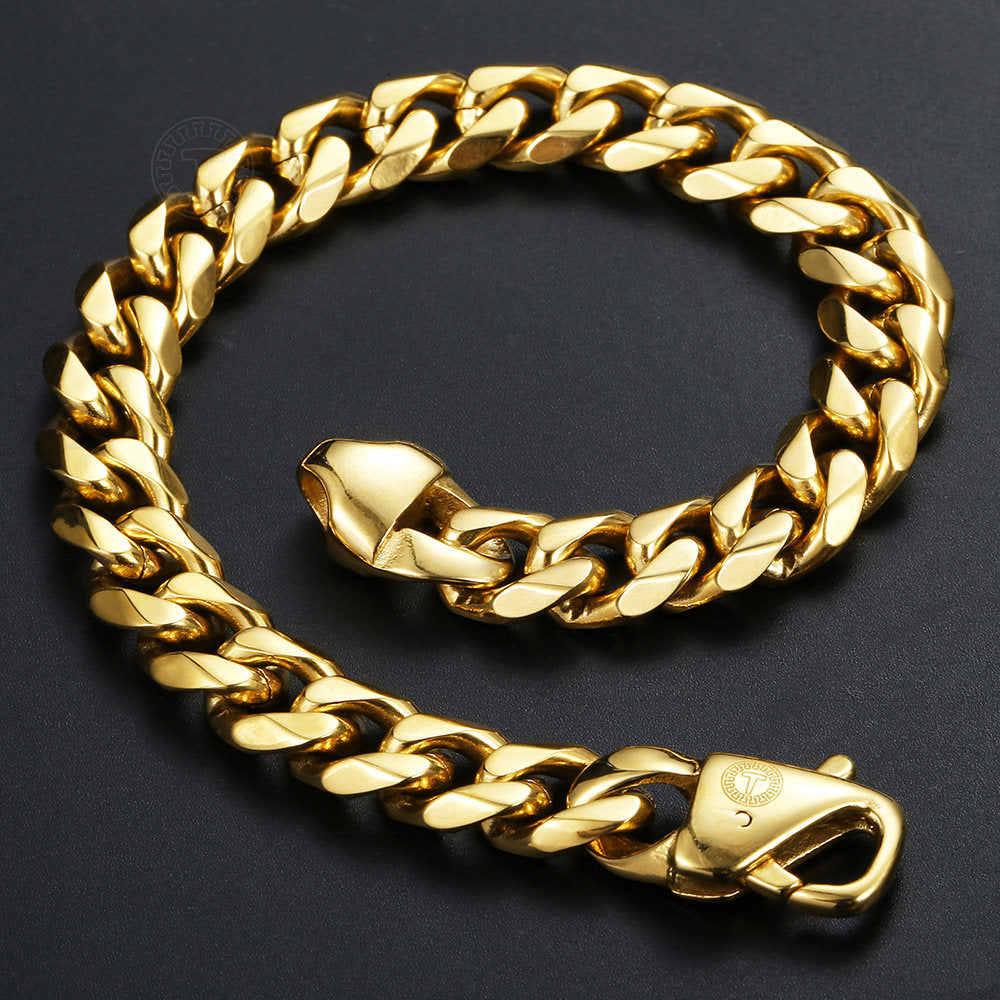 11mm Gold Cuban Chain Bracelet Anklet 8/9 inch