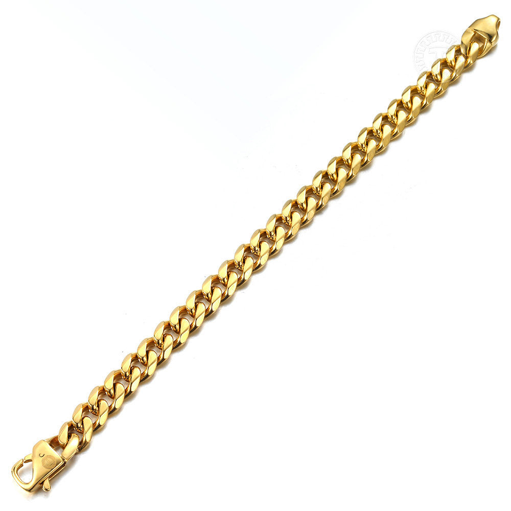 11mm Gold Cuban Chain Bracelet Anklet 8/9 inch