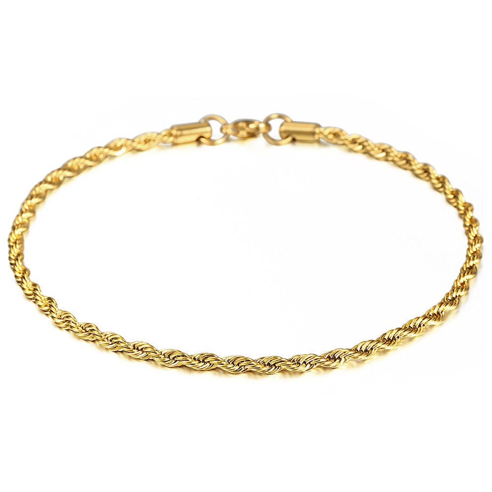 3mm Gold Rope Chain Anklet 10inch