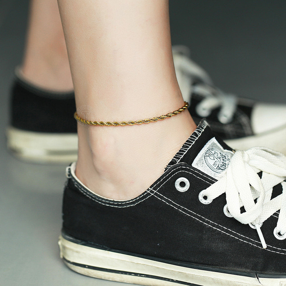 3mm Gold Rope Chain Anklet 10inch
