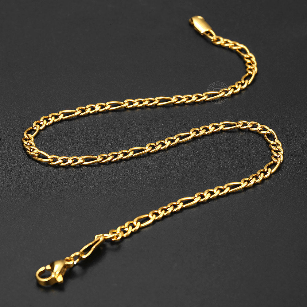 3mm Gold Figaro Chain Anklet 10inch