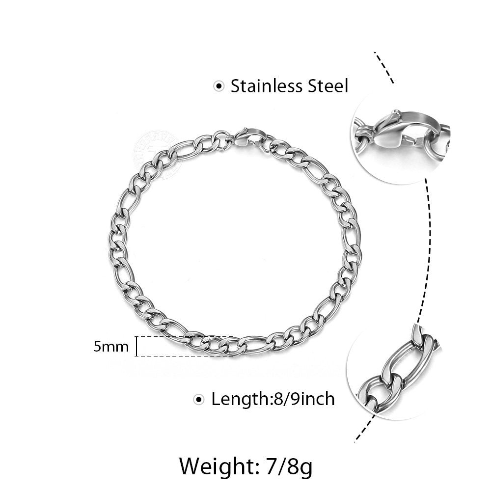 5mm Silver Figaro Chain Bracelet Anklet 8/9inch