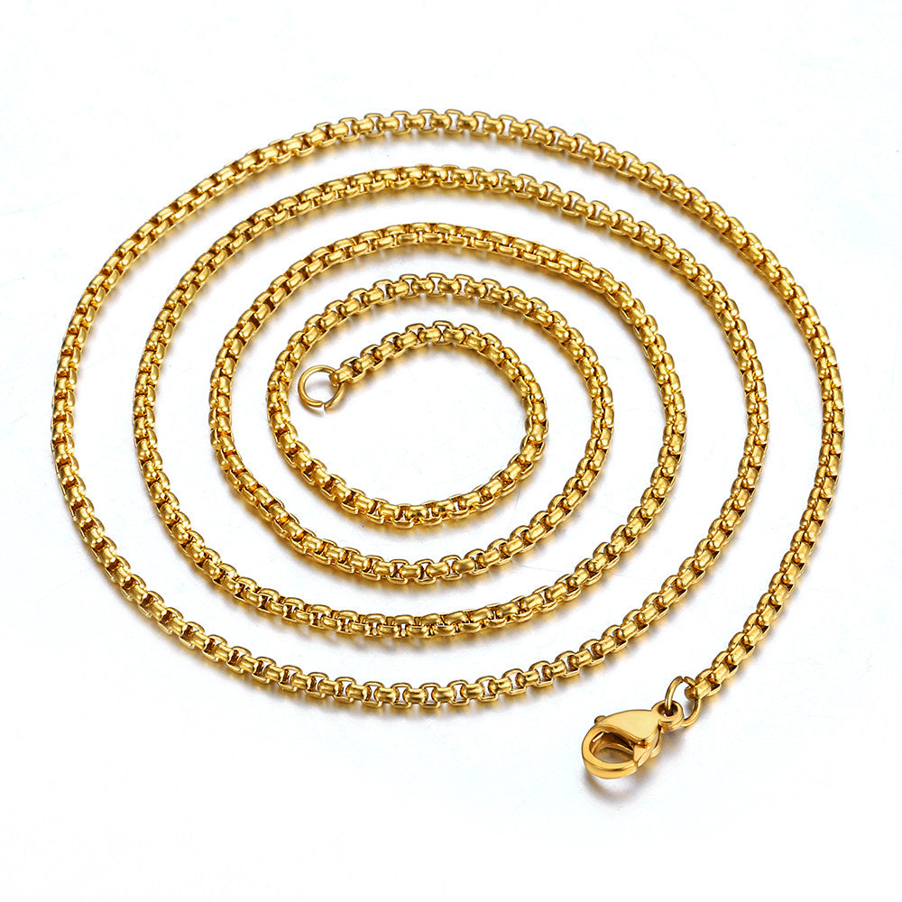 2mm Round Box Chain Necklace 16-30inch